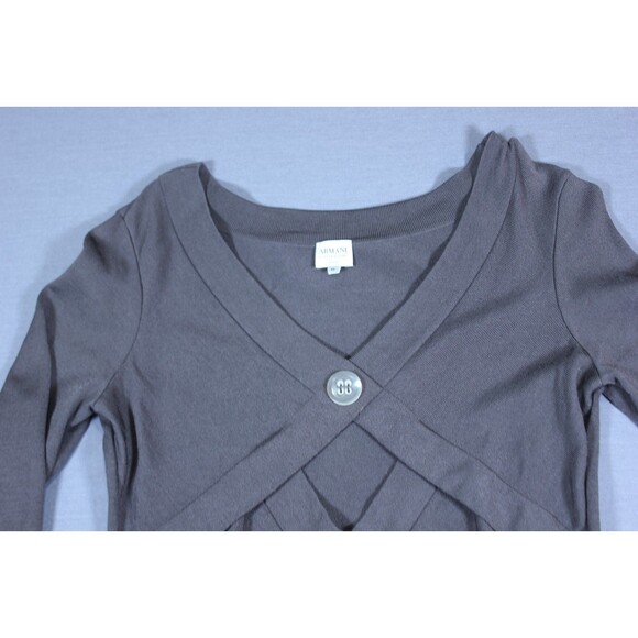 VINTAGE Armani Collezioni Antinea SRL Cut-Out Cardigan Knit Grey Sweater 44 US 8 - Picture 2 of 10